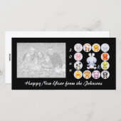 中国の〔占星術の〕十二宮図年のラビットフォトカード シーズンカード (正面/裏面)