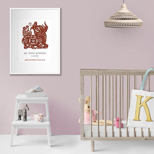 中国の〔占星術の〕十二宮図年の牛誕生日プリント ポスター