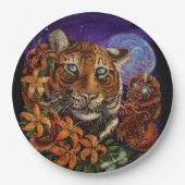 中国の〔占星術の〕十二宮図年の虎紙プレート ペーパープレート (正面)