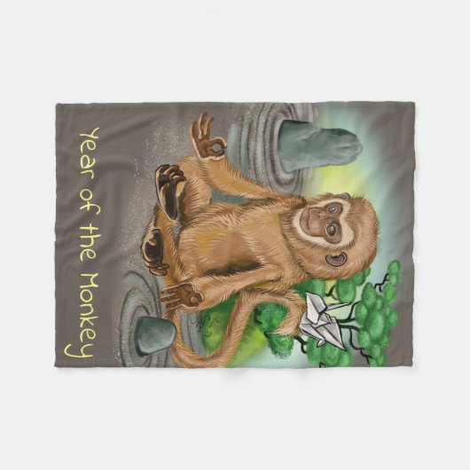 中国の〔占星術の〕十二宮図年 フリースブランケット (正面(横))