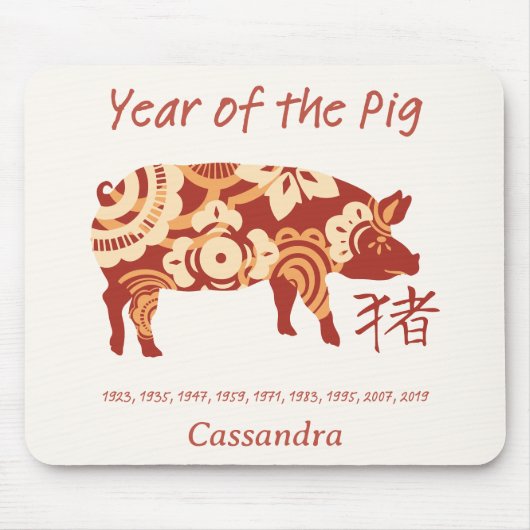 中国の〔占星術の〕十二宮図年 マウスパッド (正面)