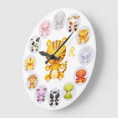 中国の〔占星術の〕十二宮図年 ラージ壁時計 (傾斜)