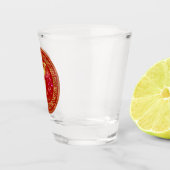 中国の〔占星術の〕十二宮図羊の赤/金ゴールドID542 ショットグラス (右)