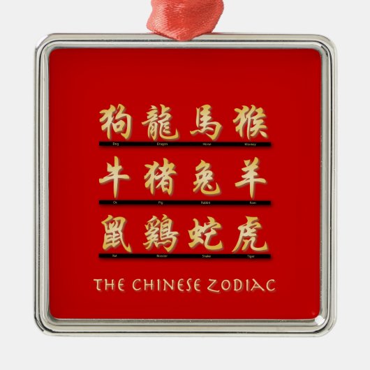 中国の〔占星術の〕十二宮図記号 メタルオーナメント (正面)