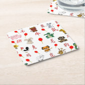 中国の〔占星術の〕十二宮図 スクエアペーパーコースター (アングル)