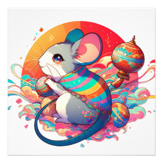 中国の〔占星術の〕十二宮図：ネズミから富へ フォトプリント           