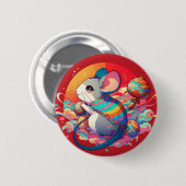 中国の〔占星術の〕十二宮図：ネズミから富へ 缶バッジ (正面&裏面)