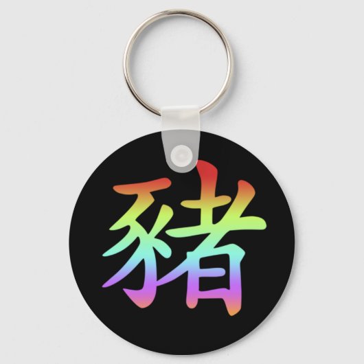 中国の〔占星術の〕十二宮図 – 豚 キーホルダー (正面)