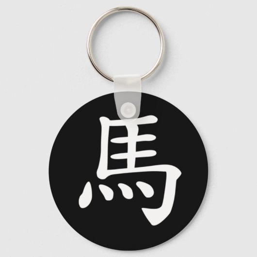中国の〔占星術の〕十二宮図 – 馬 キーホルダー (正面)