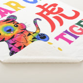 中国の〔占星術の〕十二宮図- Year of the Tiger in Rainbow シェルパブランケット (3/4)