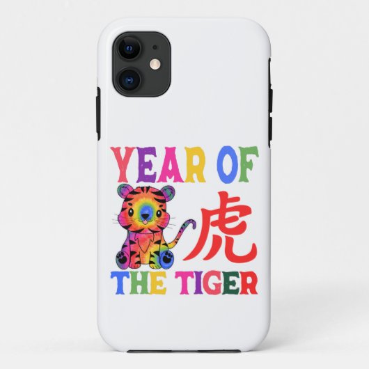 中国の〔占星術の〕十二宮図- Year of the Tiger in Rainbow Case-Mate iPhoneケース (裏面)