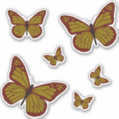 中国の(昆虫)オオカバマダラ、モナーク等高線ステッカー シール (正面)