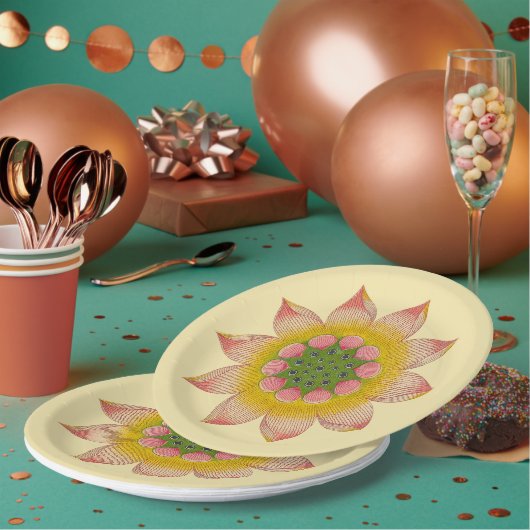 中国の《植物》スイレンフラワーデザイン紙プレート ペーパープレート (複数)