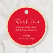 中国の「長寿」誕生日ラベル（任意の年齢） フェイバータグ (裏面)