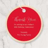 中国の「長寿」誕生日ラベル（任意の年齢） フェイバータグ (裏面)