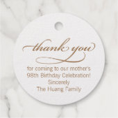 中国の「長寿」誕生日（99歳） フェイバータグ (裏面)