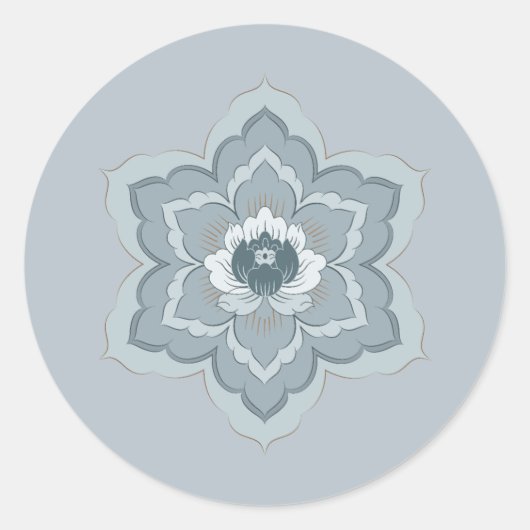 中国のBaoxiang Flower in Misty Blue & Ink Jade ラウンドシール (正面)