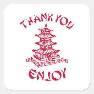 中国のFood Thank You 楽しむ Triangle Sticker スクエアシール