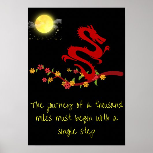 中国のProverb Poster - Dragon, Moonlight, flower ポスター (正面)