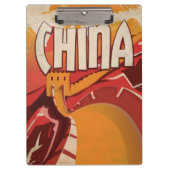 中国へ飛べ 古典的旅行ポスター クリップボード (正面)