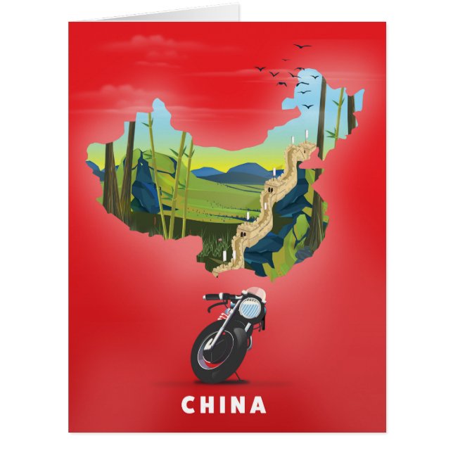 中国イラストマップ旅行ポスター (正面)