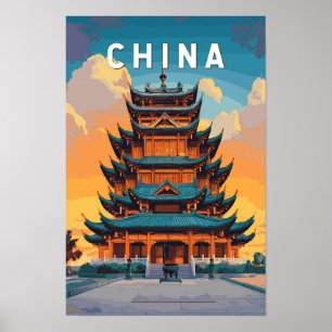 中国イラスト旅行アートヴィンテージ ポスター