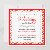 中国カスタム国旗結婚愛国広場婚礼 招待状 (正面)