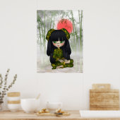 中国ガールビューティフルオリエントプリント ポスター (キッチン)