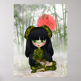 中国ガールビューティフルオリエントプリント ポスター