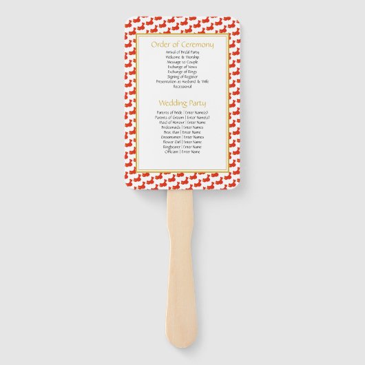 中国クリスチャンのカスタムウェディング婚礼プログラム ハンドファン (裏面)