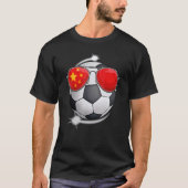 中国サッカーファンサングラスサッカー中国の Tシャツ (正面)