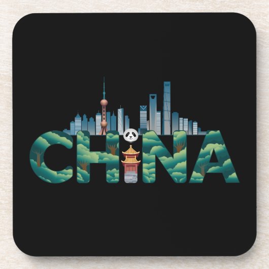 中国シャンハイ・テンプル・パンダ コースター (正面)