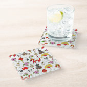 中国シンボルパターン ガラスコースター (アングル)