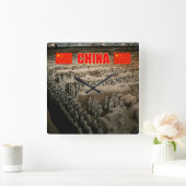 中国テラコッタ軍 スクエア壁時計 (ホーム)