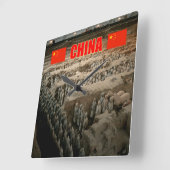 中国テラコッタ軍 スクエア壁時計 (傾斜)