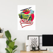 中国トラベルマップロゴ ポスター (ホームオフィス)