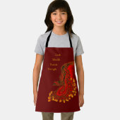 中国ドラゴンレッドと金ゴールドデザイン エプロン (インサイチュ)