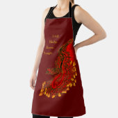 中国ドラゴンレッドと金ゴールドデザイン エプロン (インサイチュ)