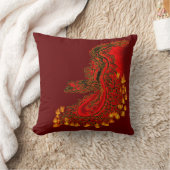 中国ドラゴンレッドと金ゴールドデザイン クッション (ブランケット)