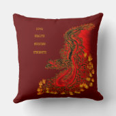 中国ドラゴンレッドと金ゴールドデザイン クッション (裏面)