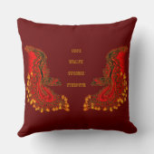 中国ドラゴンレッドと金ゴールドデザイン クッション (裏面)
