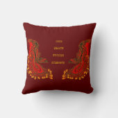 中国ドラゴンレッドと金ゴールドデザイン クッション (裏面)