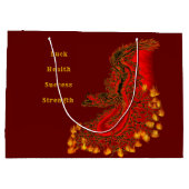 中国ドラゴンレッドと金ゴールドデザイン ラージペーパーバッグ (裏面)