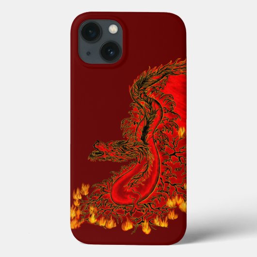 中国ドラゴンレッドと金ゴールドデザイン Case-Mate iPhoneケース (裏面)