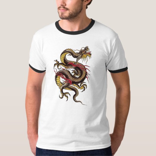 中国ドラゴン黒い Tシャツ (正面)