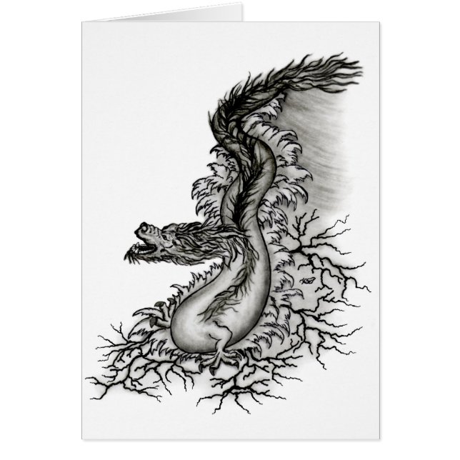 中国ドラゴン、黒と白のデザインでTattoostyl (正面)