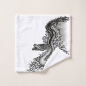 中国ドラゴン、黒と白のデザインでTattoostyl バスタオルセット (ウォッシュタオル)