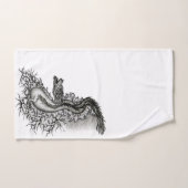 中国ドラゴン、黒と白のデザインでTattoostyl バスタオルセット (ハンドタオル)