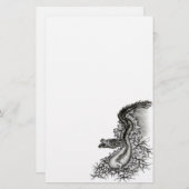 中国ドラゴン、黒と白のデザインでTattoostyl 便箋 (正面/裏面)