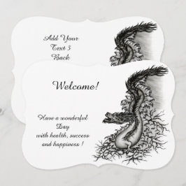 中国ドラゴン、黒と白のデザインでTattoostyl 招待状